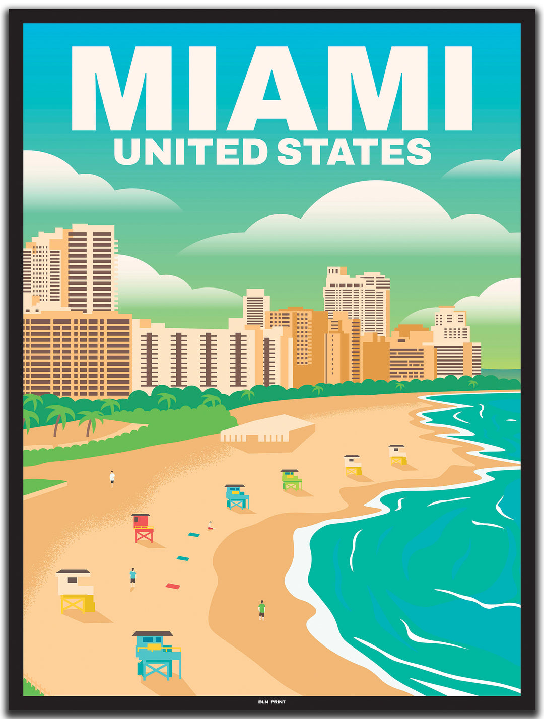 vintage miami poster shop #30x40cm-schwarzer-farbrand