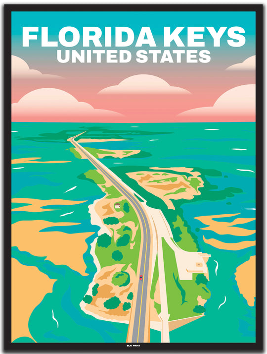 vintage travel poster miami #30x40cm-black-color-border