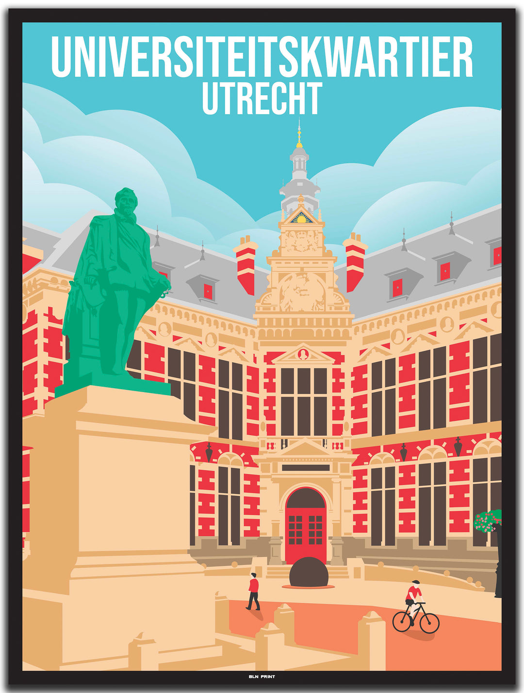 vintage travel poster utrecht #30x40cm-black-color-border