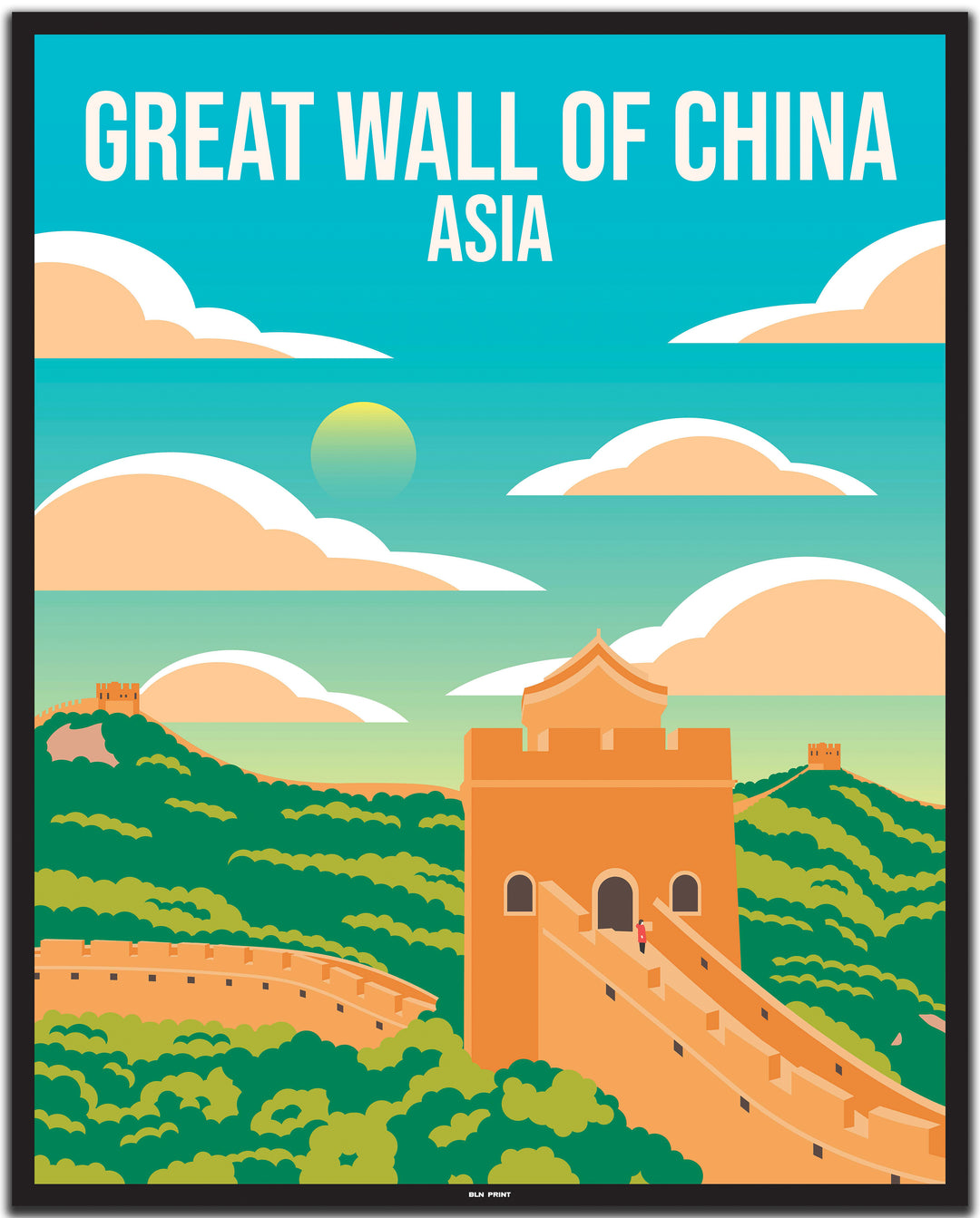 vintage travel poster peking #40x50cm-black-color-border