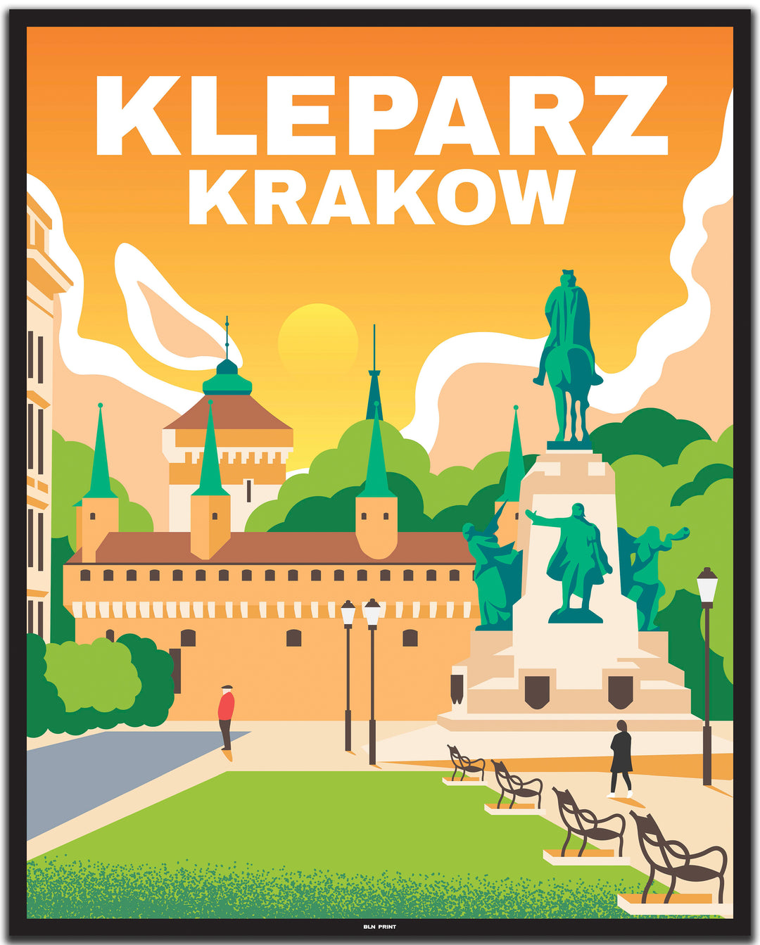 vintage travel poster krakow #40x50cm-black-color-border