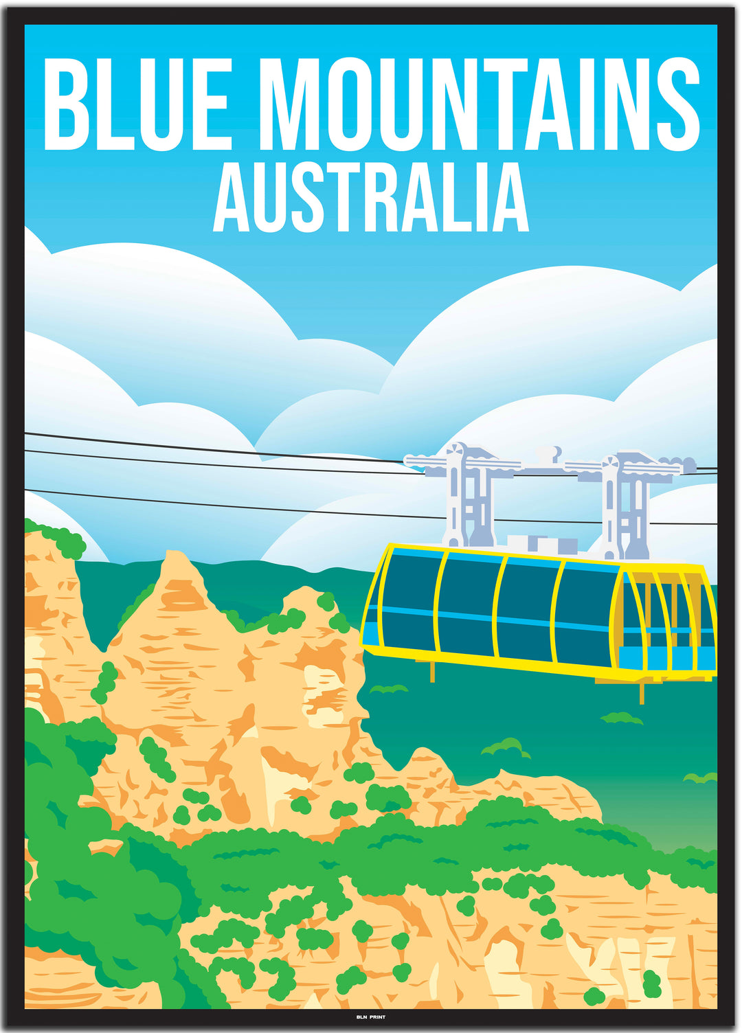 vintage travel poster sydney #50x70cm-schwarzer-farbrand