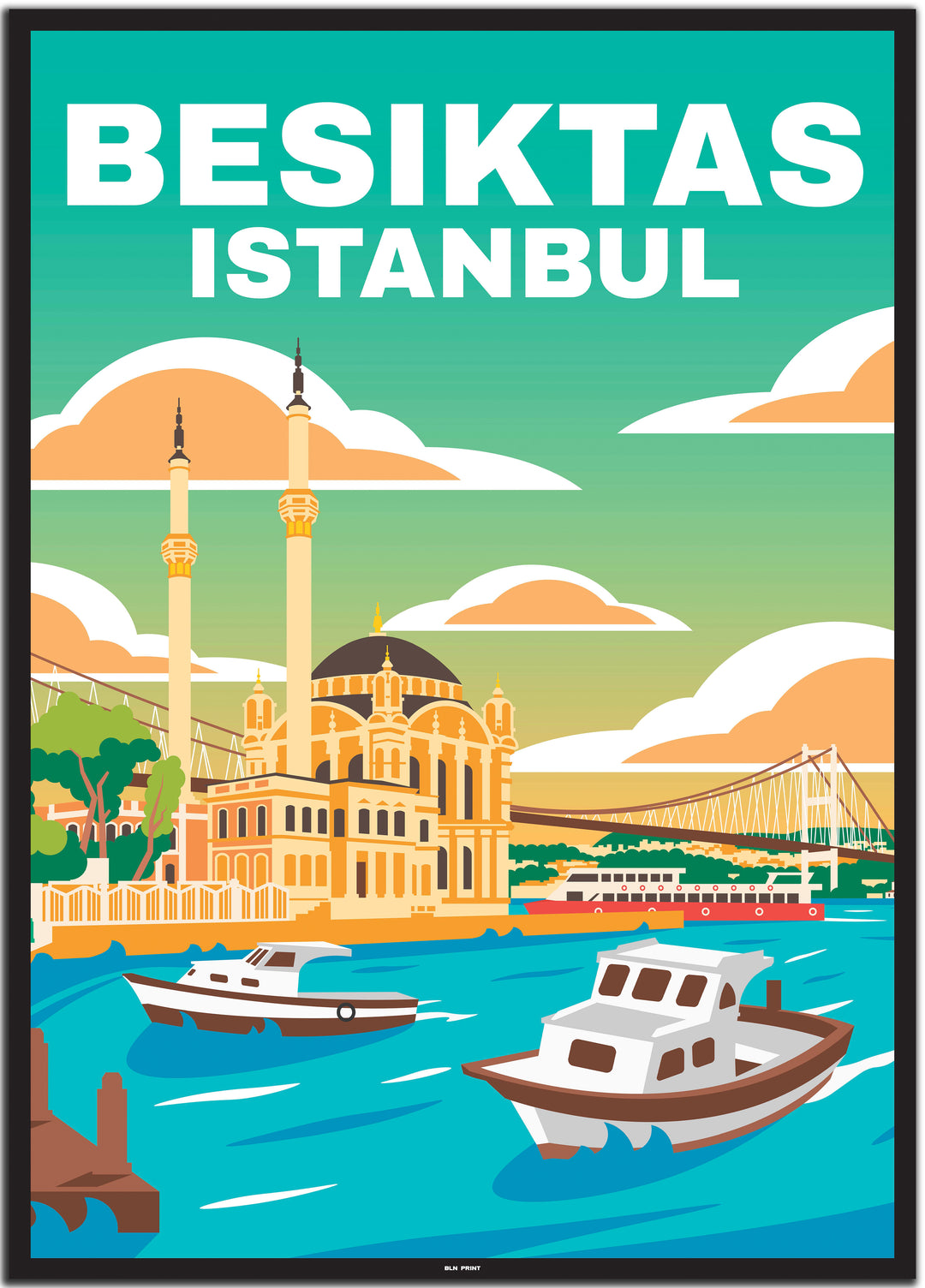 vintage travel poster istanbul #50x70cm-schwarzer-farbrand