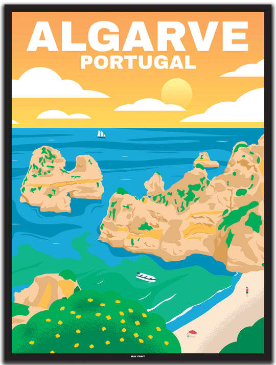 vintage algarve poster shop #30x40cm-schwarzer-farbrand