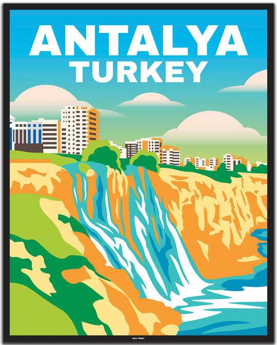 vintage travel poster antalya #40x50cm-black-color-border