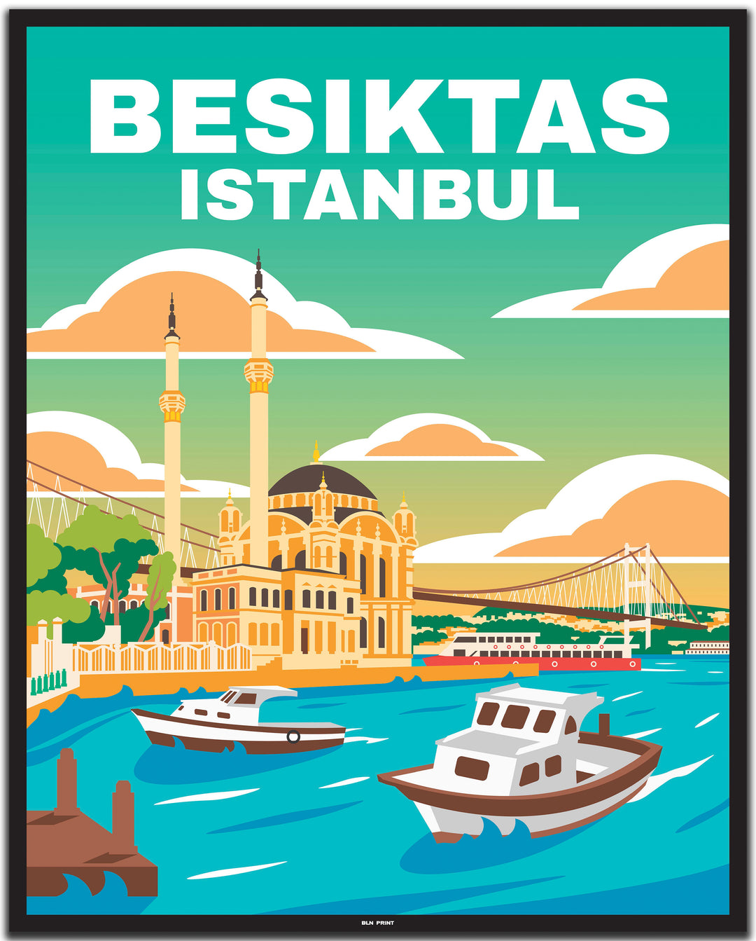 vintage travel poster istanbul #40x50cm-black-color-border