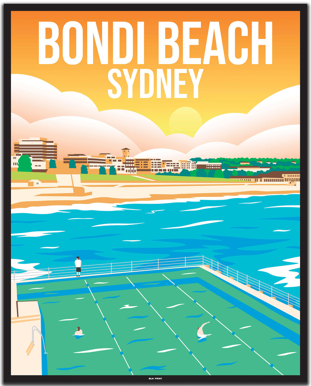 vintage travel poster sydney #40x50cm-black-color-border