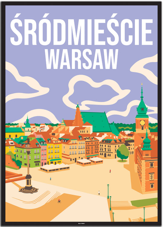 vintage travel poster warschau #50x70cm-schwarzer-farbrand