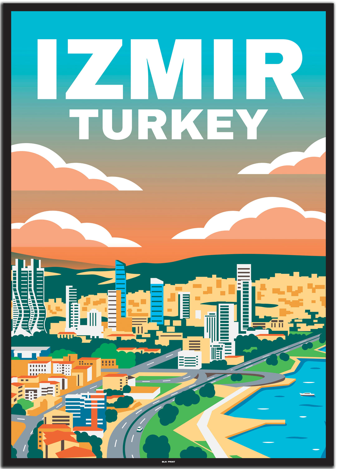 vintage travel poster izmir #50x70cm-schwarzer-farbrand