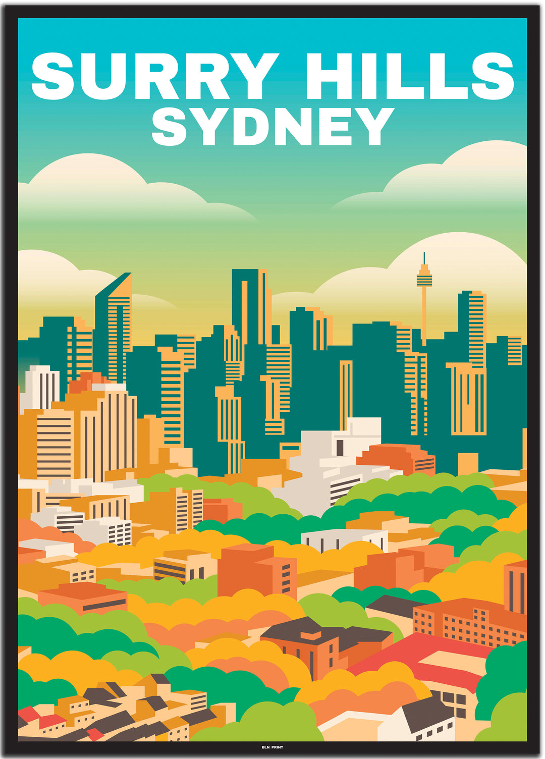 vintage travel poster sydney #50x70cm-schwarzer-farbrand