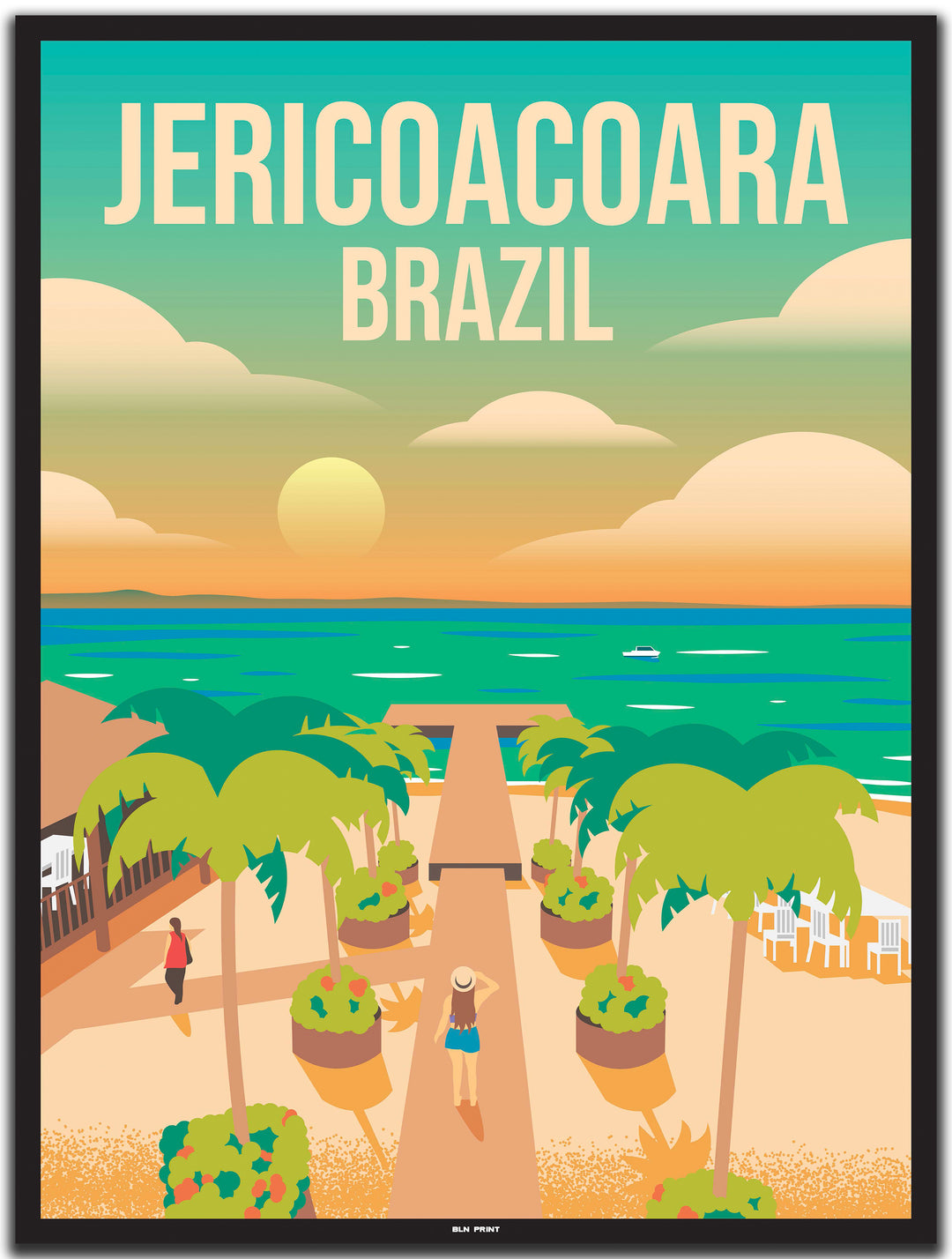 vintage travel poster Fortaleza #30x40cm-black-color-border