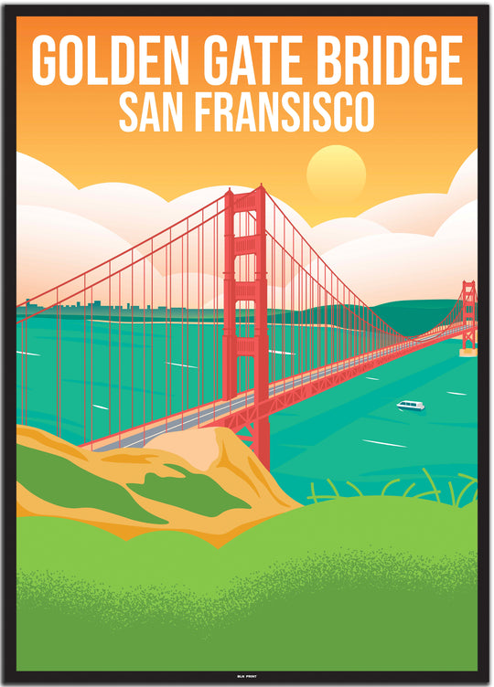 vintage travel poster San Fransisco #50x70cm-schwarzer-farbrand