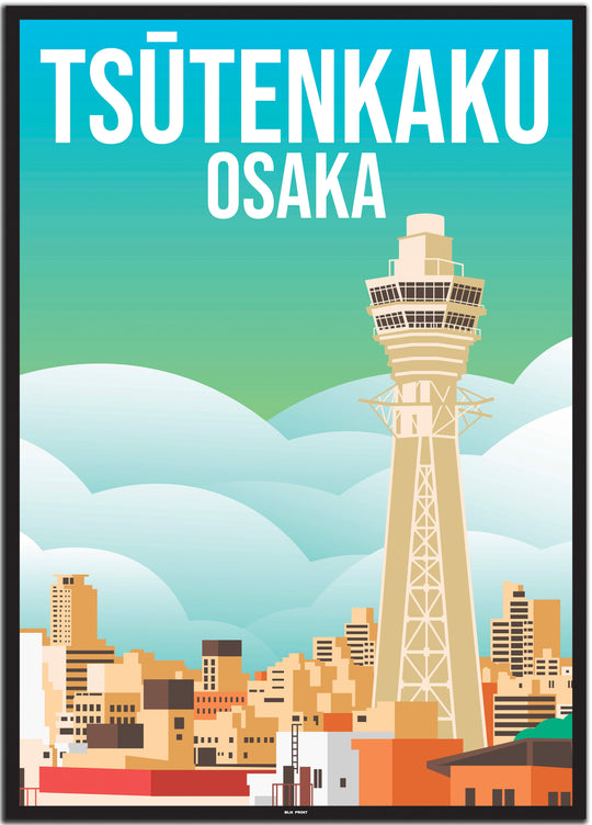 vintage travel poster osaka #50x70cm-schwarzer-farbrand