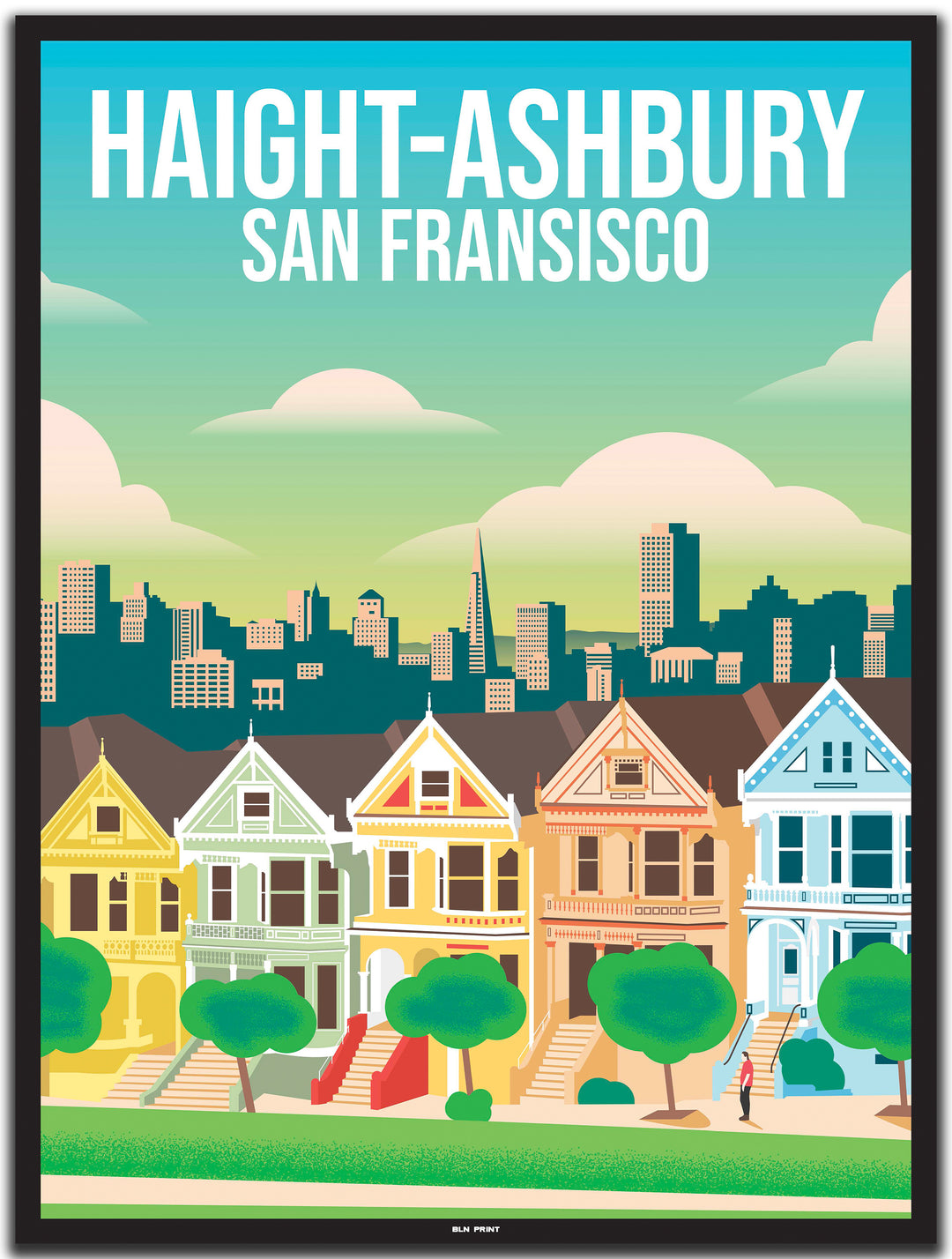 vintage San Fransisco poster shop #30x40cm-schwarzer-farbrand