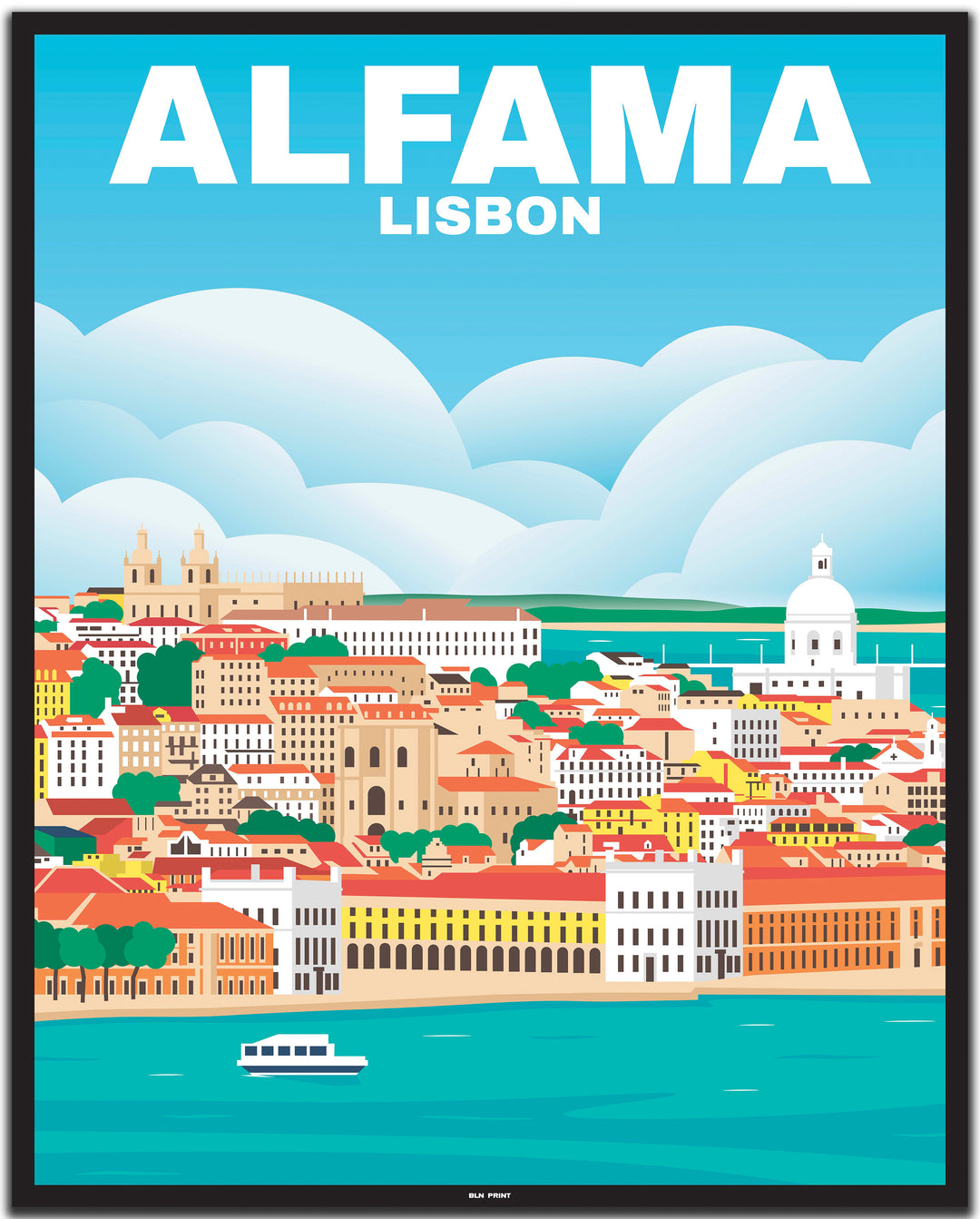 vintage travel poster lissabon #40x50cm-schwarzer-farbrand