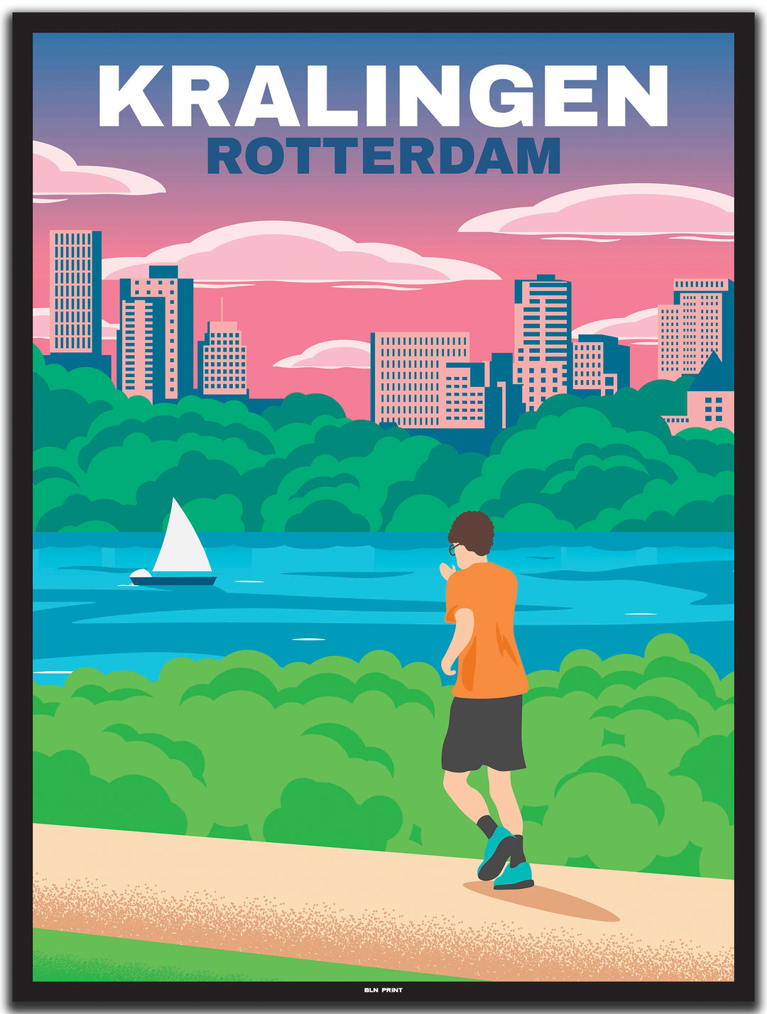 vintage travel poster rotterdam #30x40cm-black-color-border