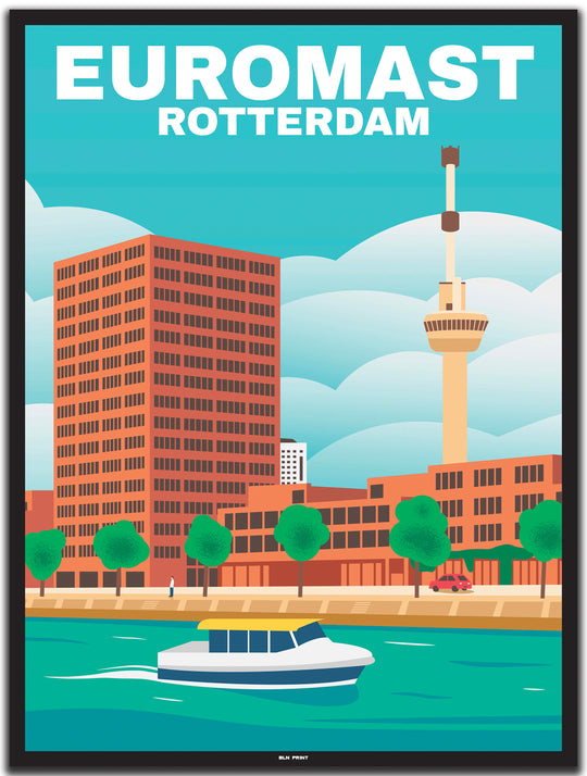 vintage travel poster rotterdam #30x40cm-black-color-border