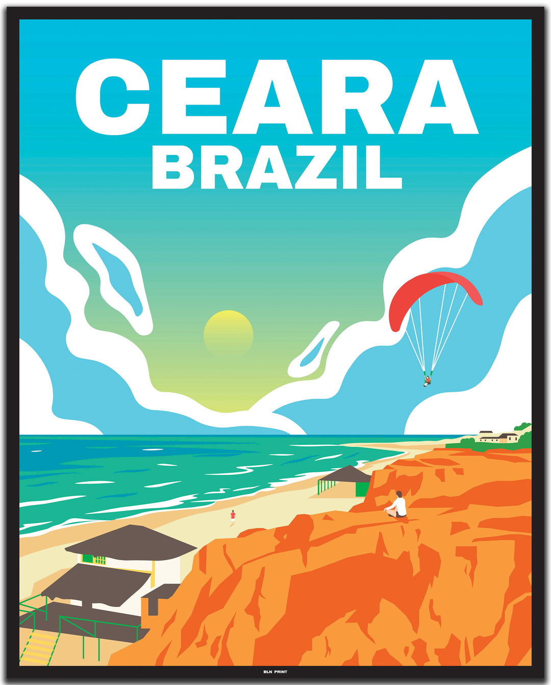 vintage travel poster Fortaleza #40x50cm-black-color-border