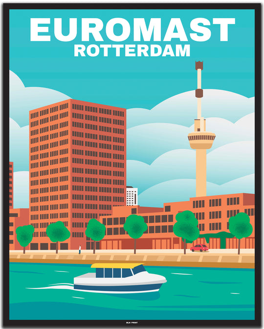 vintage travel poster rotterdam #40x50cm-black-color-border