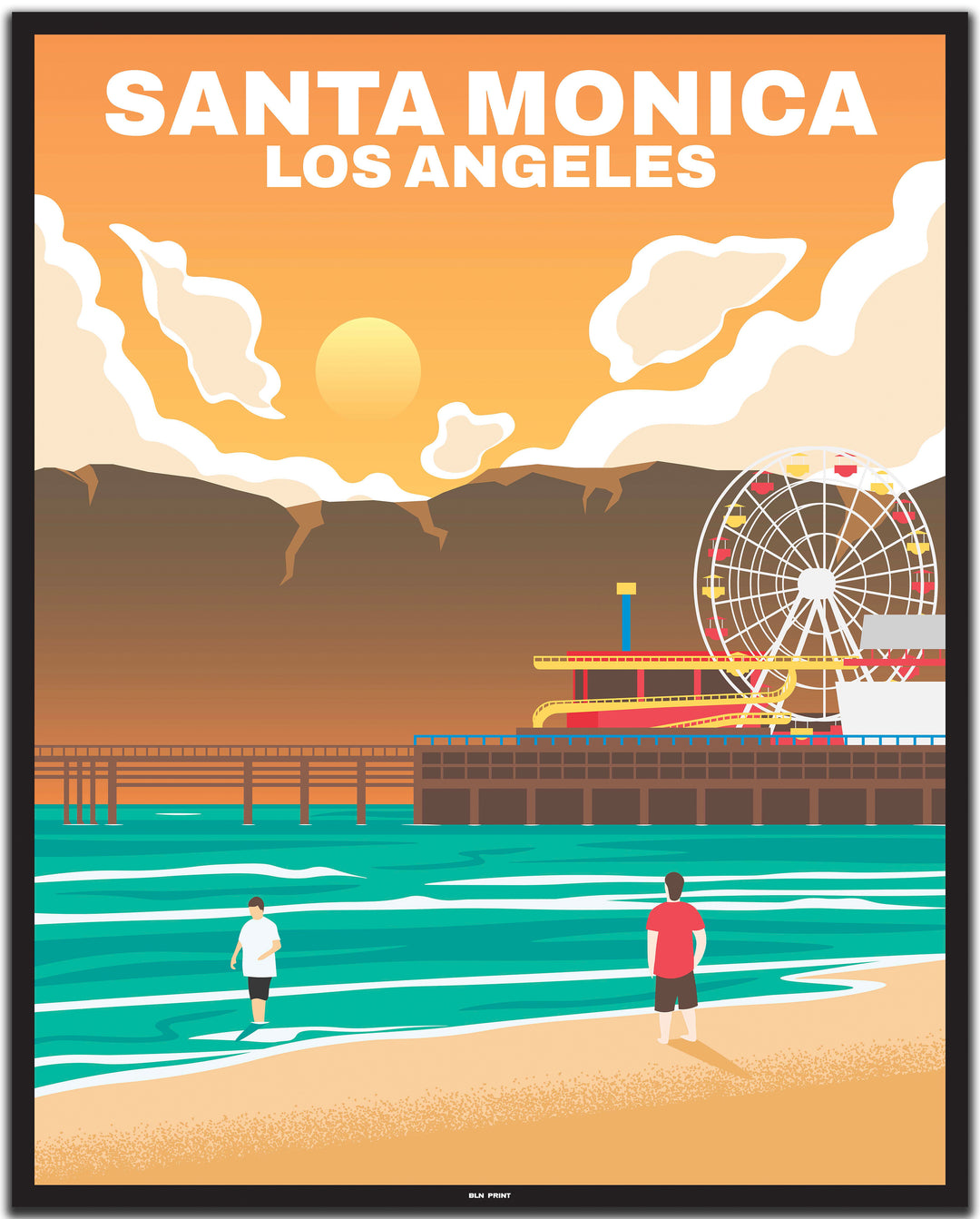 vintage travel poster Los Angeles #40x50cm-black-color-border