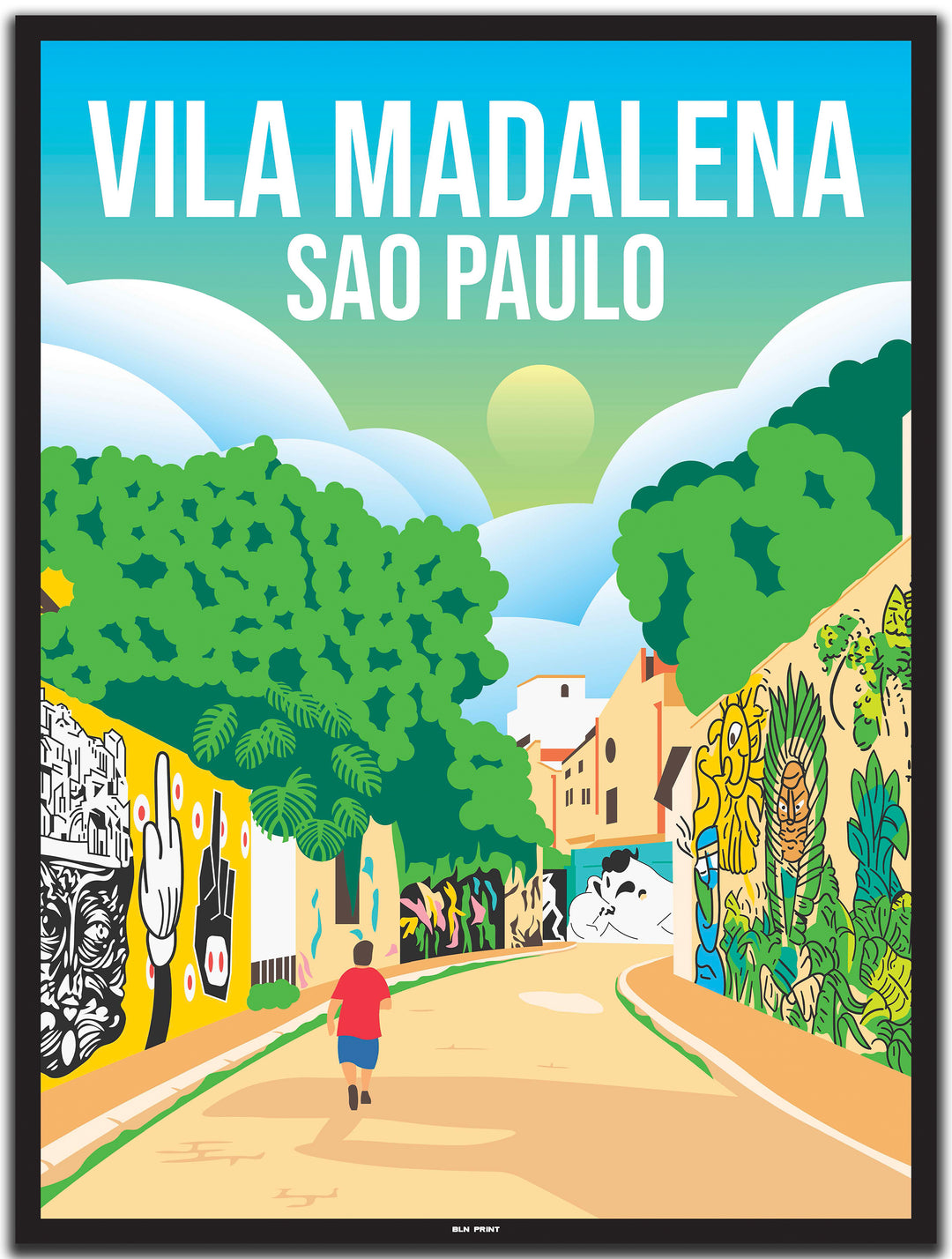 vintage travel poster sao paulo #30x40cm-black-color-border