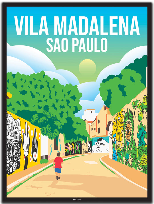 vintage travel poster sao paulo #30x40cm-black-color-border