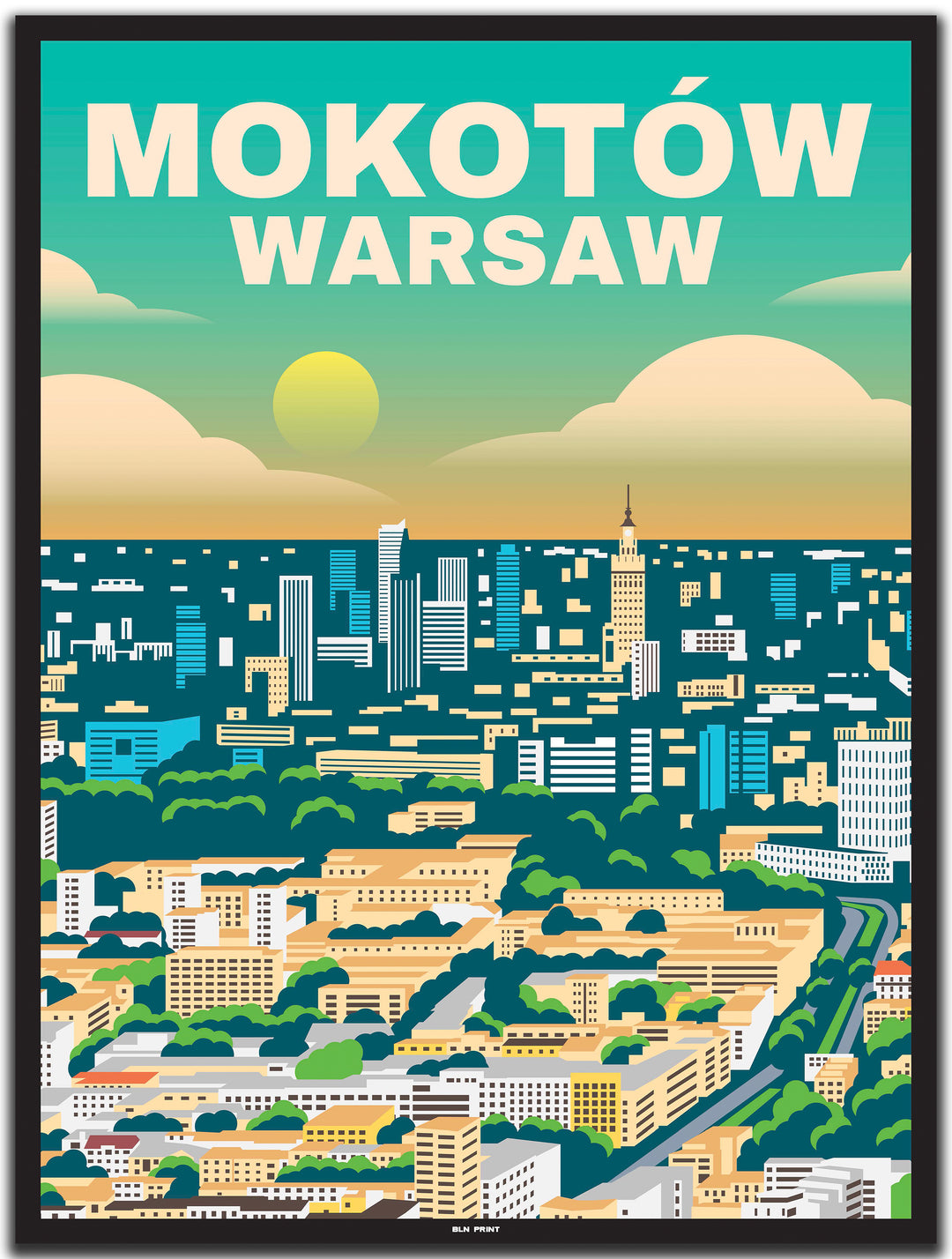 vintage warschau poster shop #30x40cm-schwarzer-farbrand