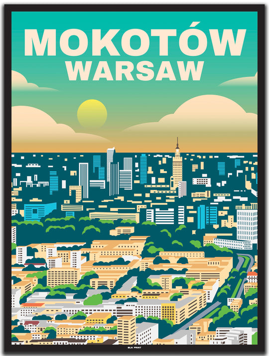 vintage travel poster warschau #30x40cm-black-color-border