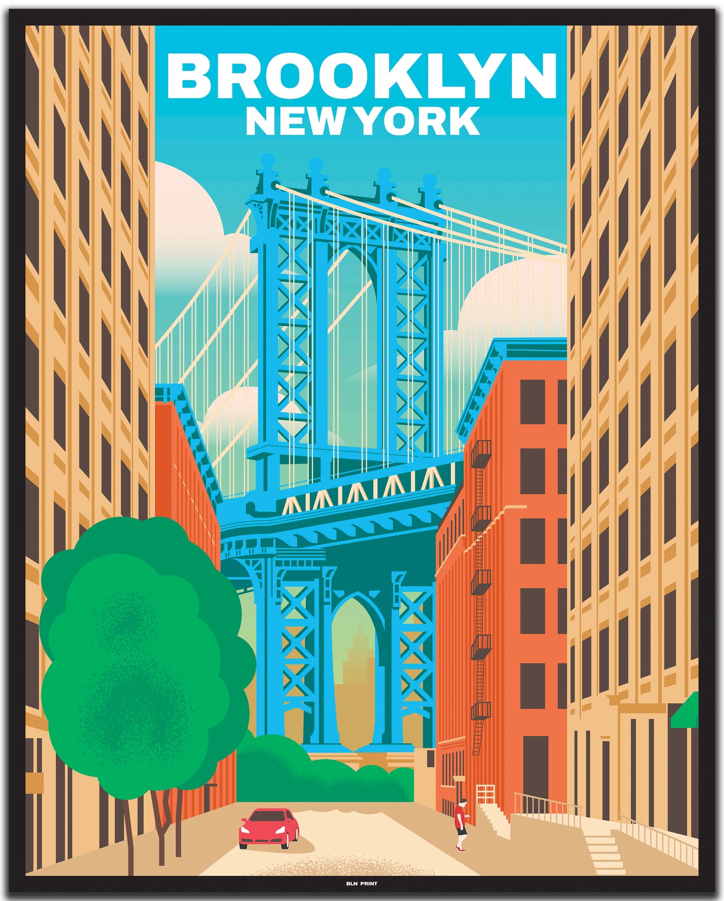 New York Brooklyn (1) - Vintage Travel Poster – BLN PRINT