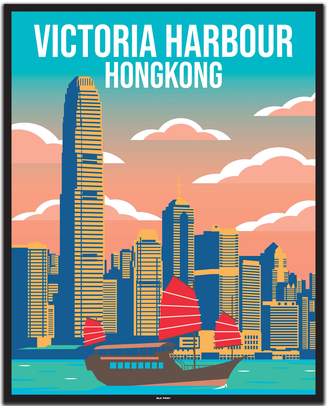 vintage travel poster hongkong #40x50cm-schwarzer-farbrand