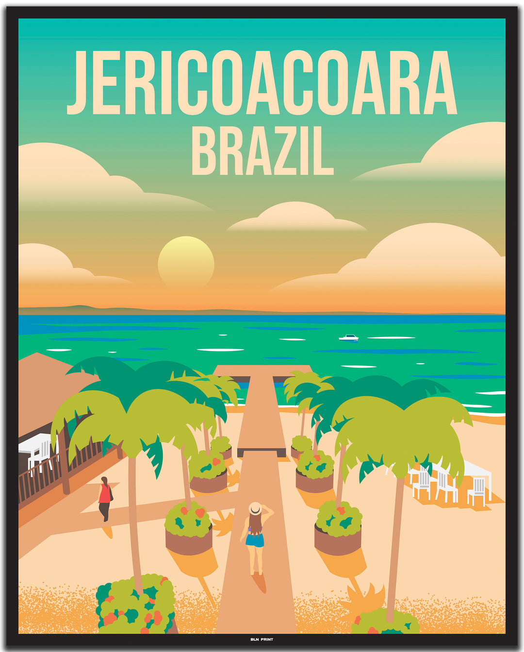 vintage travel poster Fortaleza #40x50cm-black-color-border