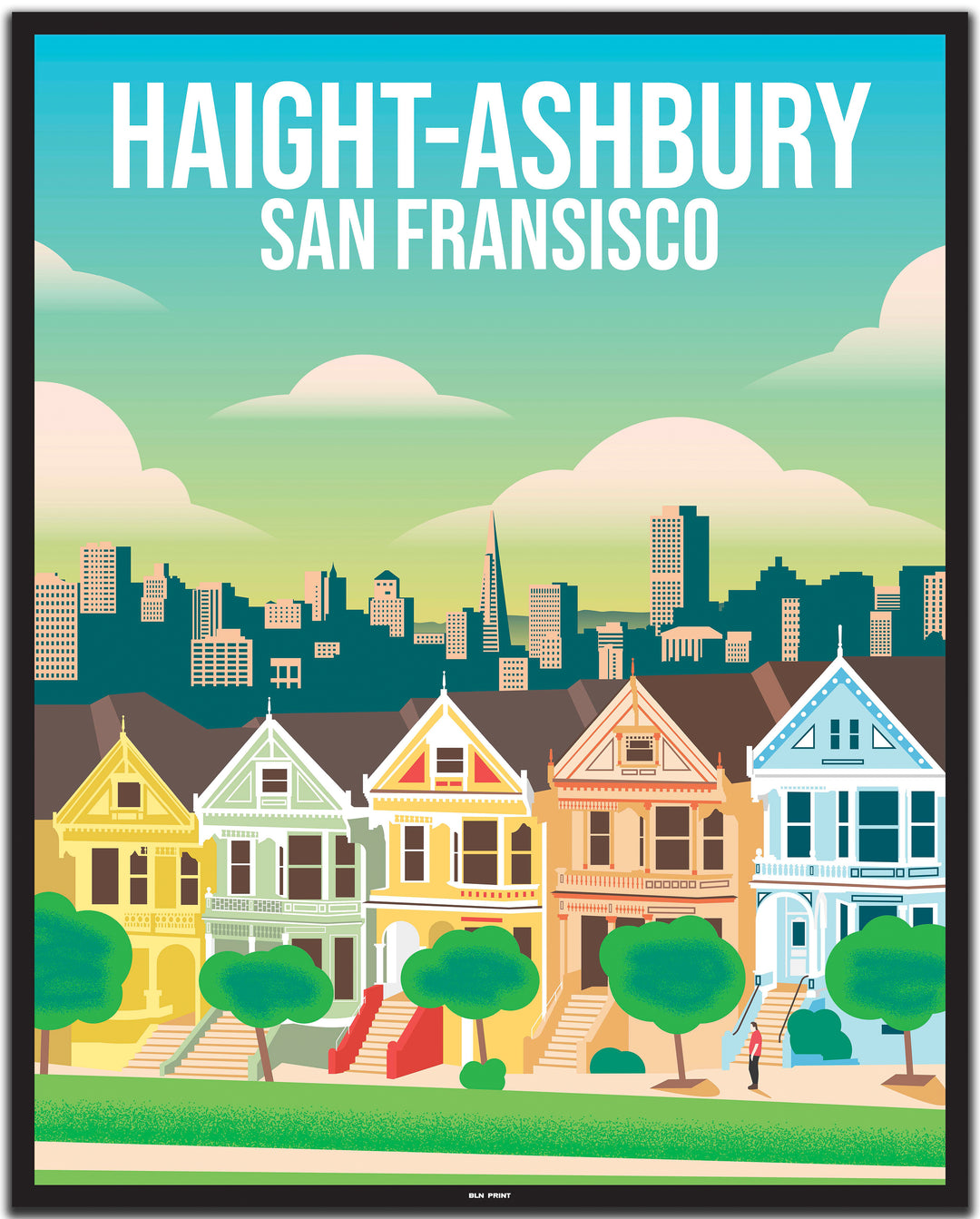 vintage travel poster San Fransisco #40x50cm-schwarzer-farbrand