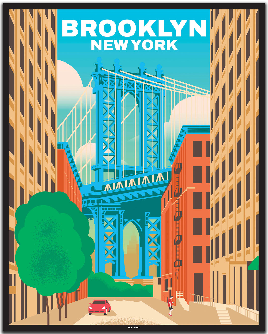 vintage travel poster New York #40x50cm-black-color-border