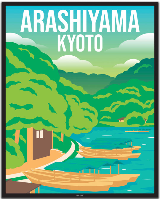 vintage travel poster kyoto #40x50cm-black-color-border