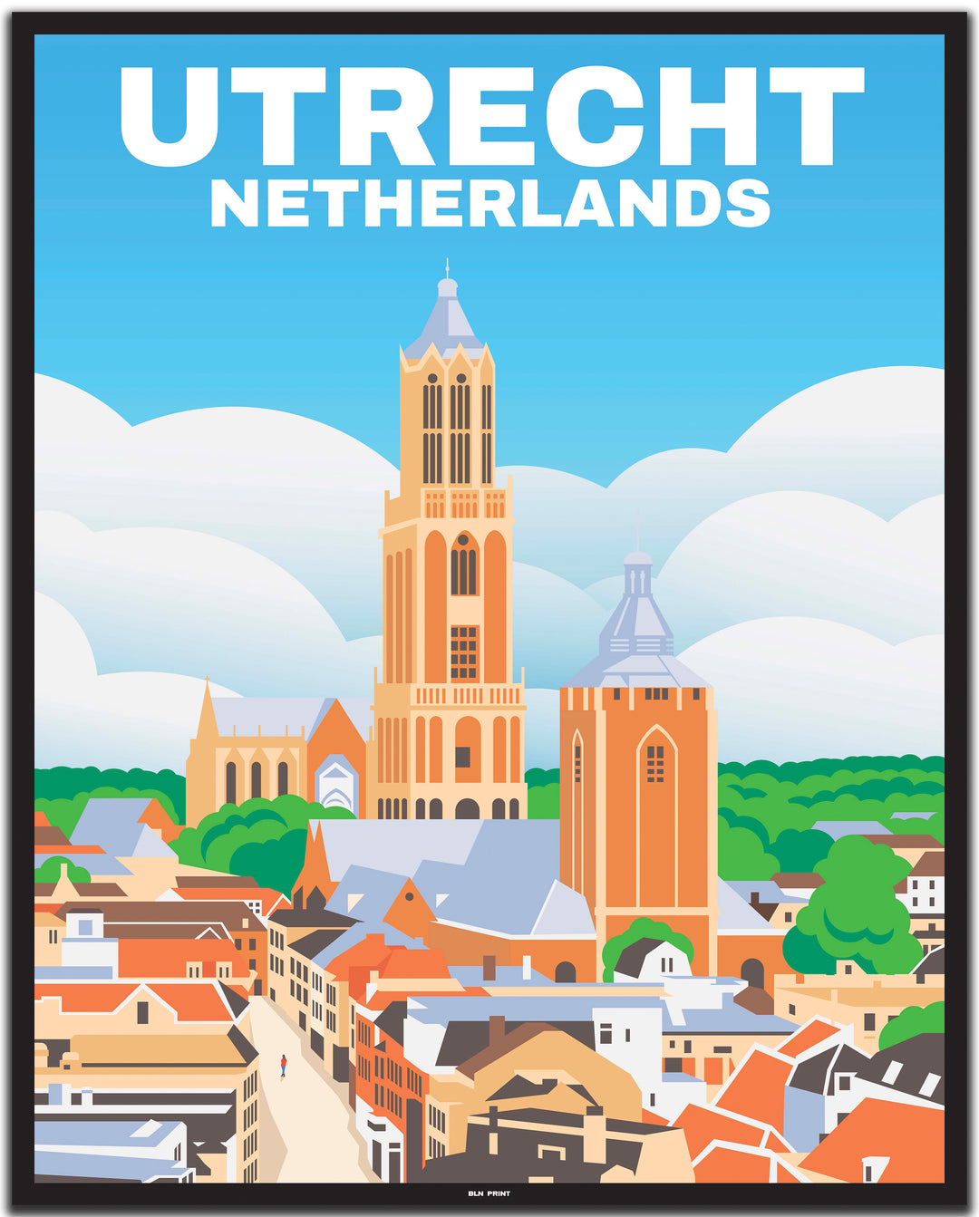 vintage travel poster utrecht #40x50cm-schwarzer-farbrand