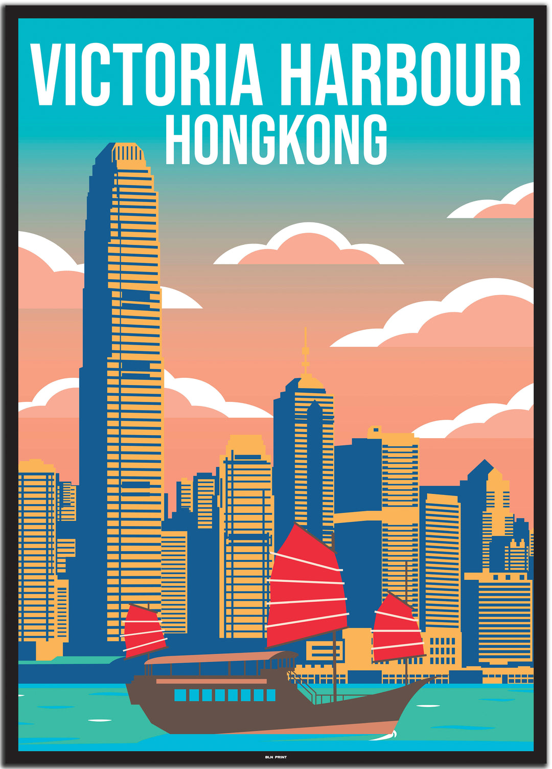 vintage travel poster hongkong #50x70cm-schwarzer-farbrand