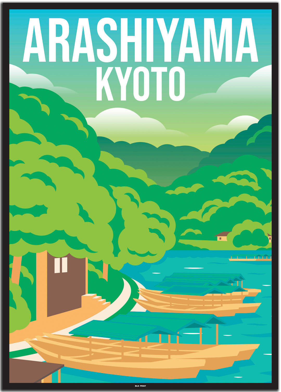 vintage travel poster kyoto #50x70cm-schwarzer-farbrand