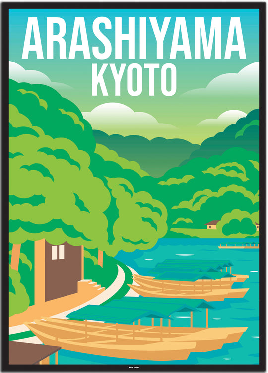 vintage travel poster kyoto #50x70cm-schwarzer-farbrand