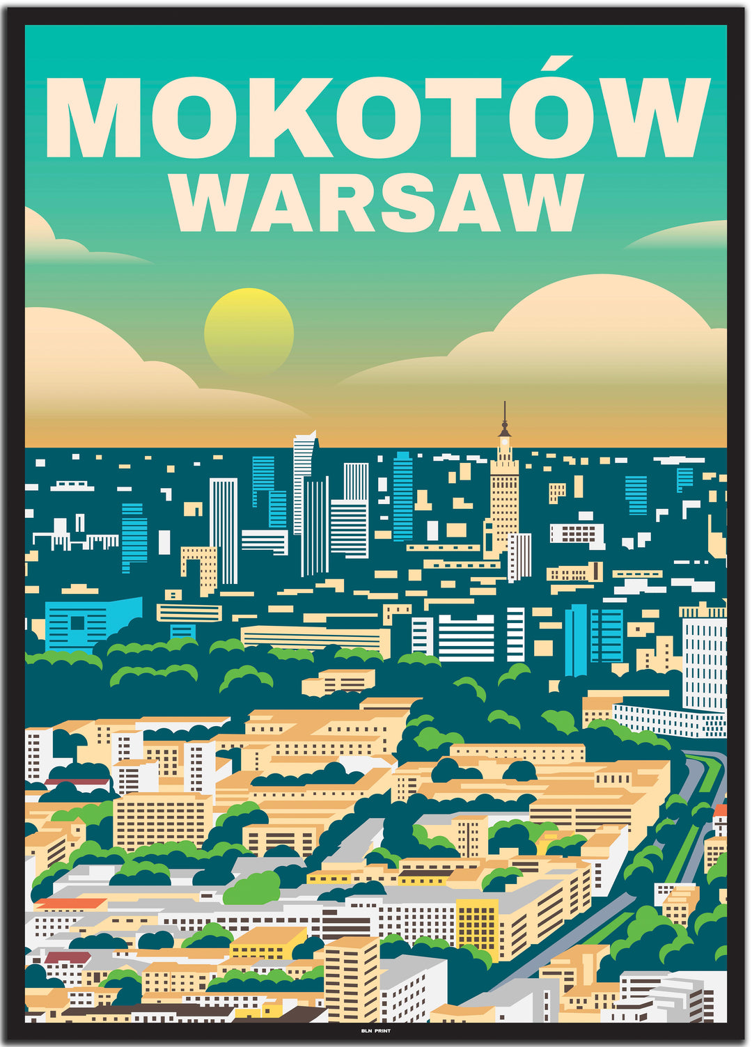 vintage travel poster warschau #50x70cm-schwarzer-farbrand