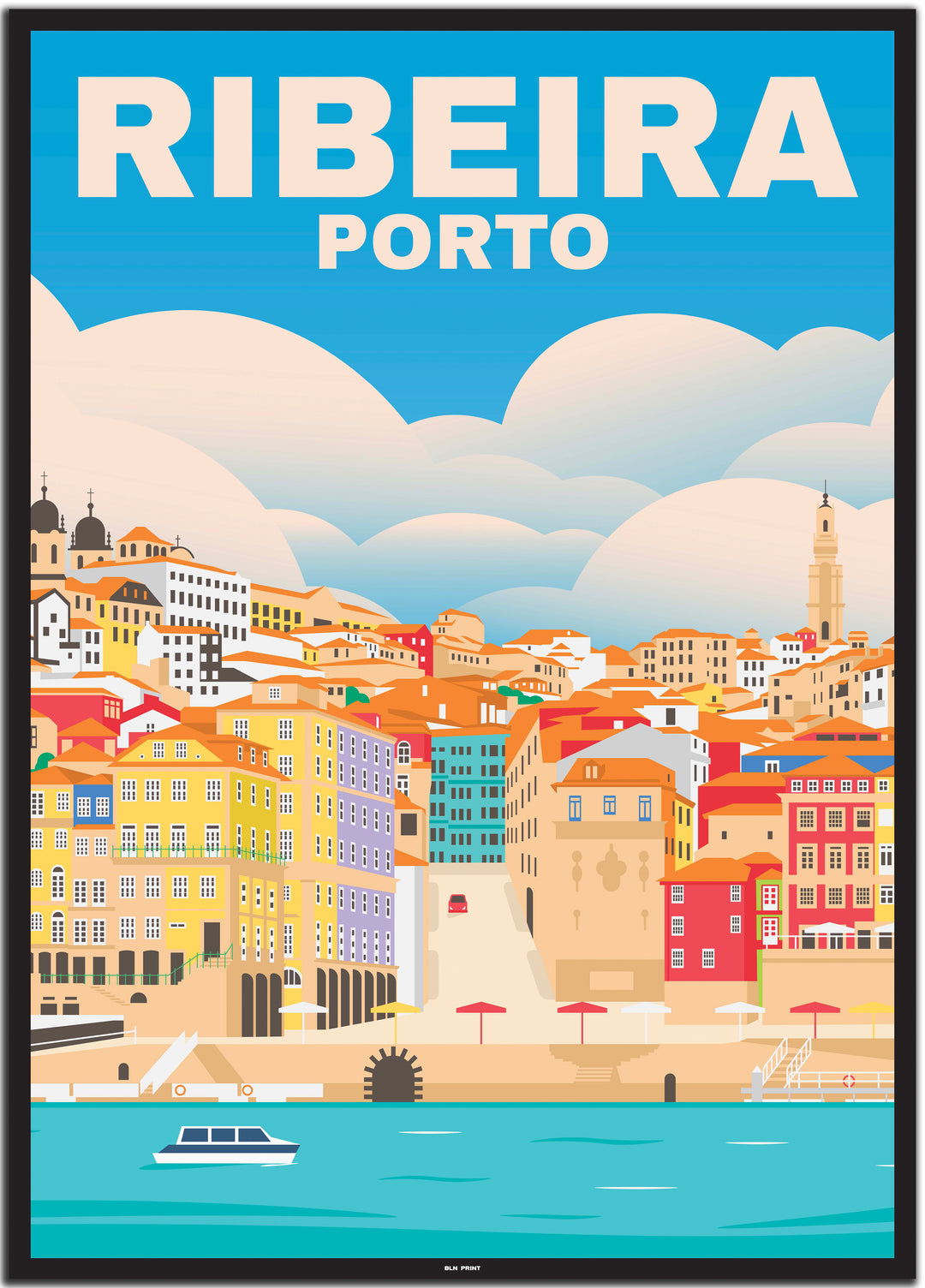 vintage travel poster porto #50x70cm-schwarzer-farbrand