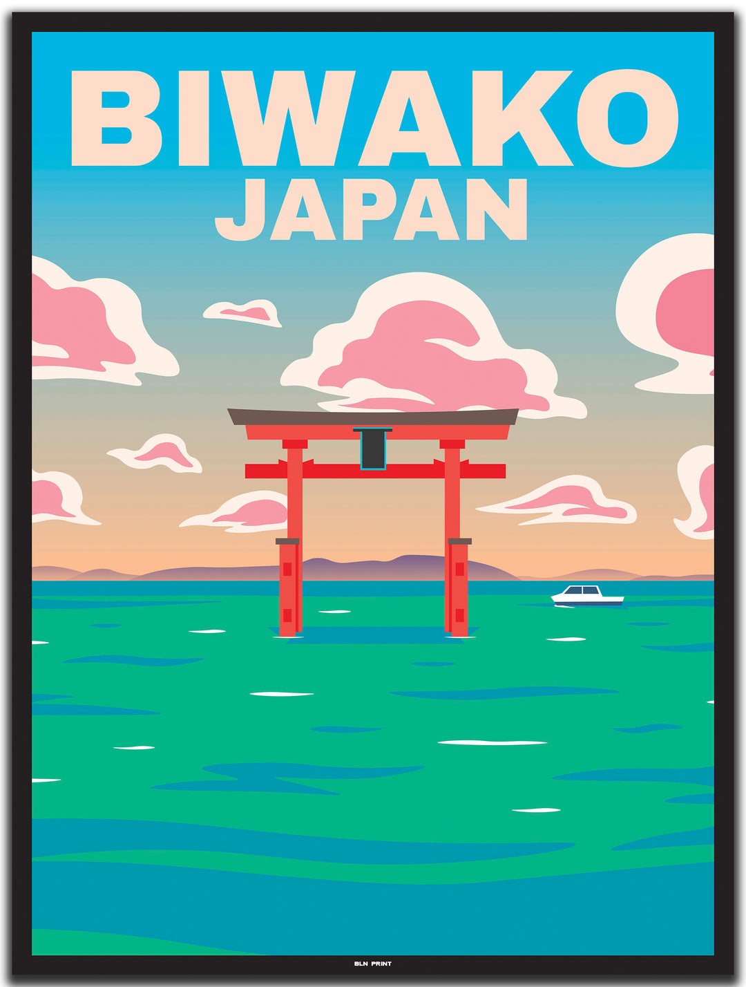 vintage travel poster kyoto #30x40cm-black-color-border