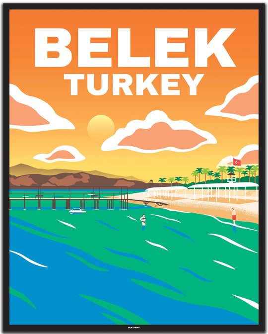 vintage travel poster antalya #40x50cm-black-color-border