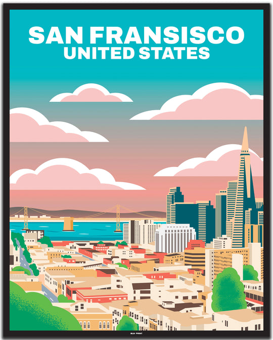 vintage travel poster San Fransisco #40x50cm-schwarzer-farbrand