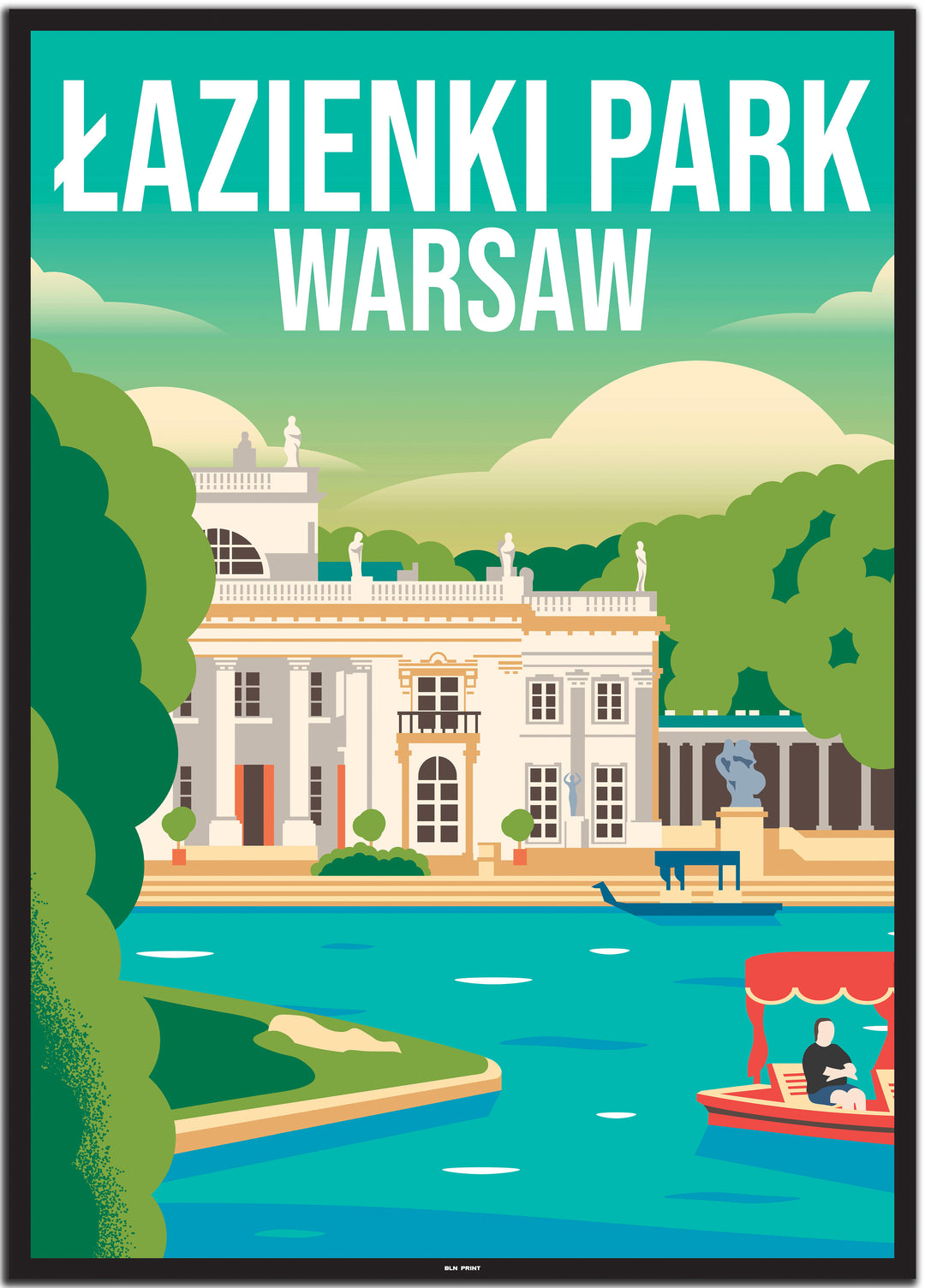 vintage travel poster warschau #50x70cm-schwarzer-farbrand