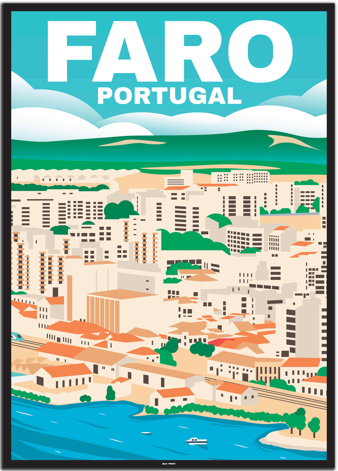 vintage travel poster algarve #50x70cm-schwarzer-farbrand