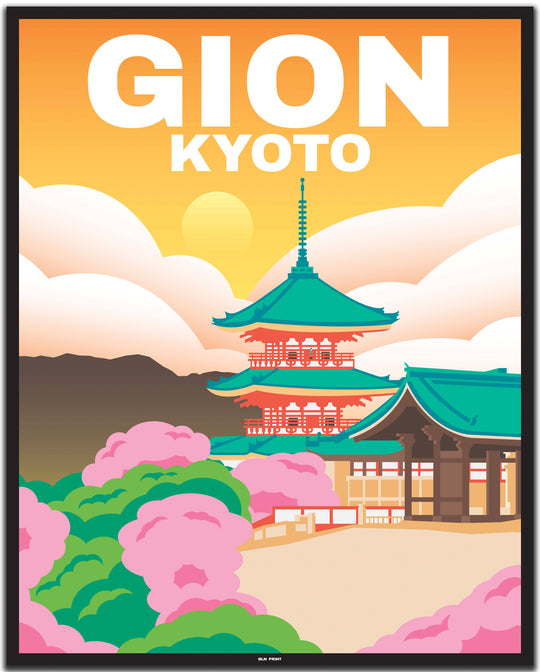 vintage travel poster kyoto #40x50cm-black-color-border