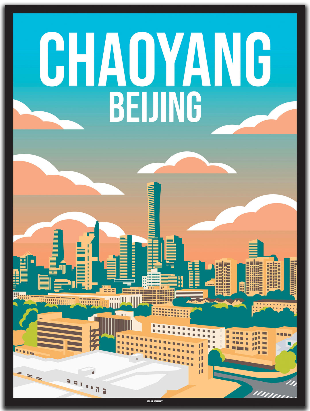 vintage travel poster peking #30x40cm-black-color-border