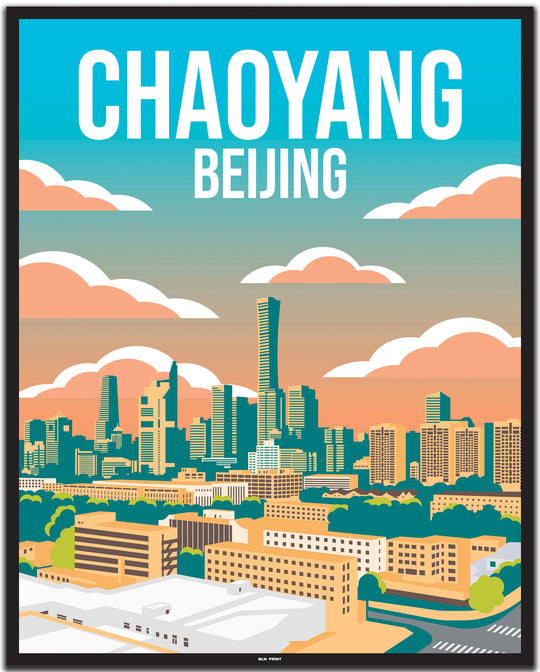 vintage travel poster peking #40x50cm-black-color-border