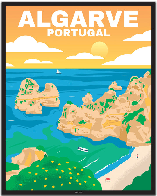 vintage travel poster algarve #40x50cm-black-color-border