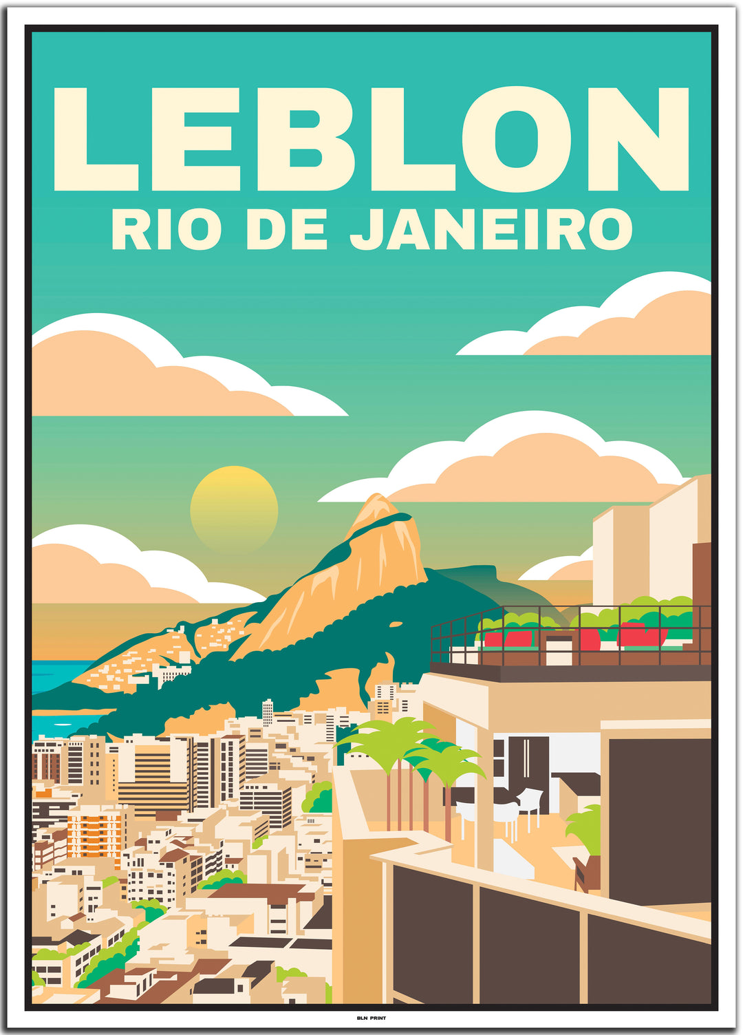 vintage travel poster Rio de Janeiro #50x70cm-white-color-border